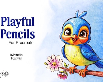Playful Pencils for Procreate, Children&#39;s Illustrations, Procreate Texture, Magical Procreate, Canvas Texture, Digital Pencils