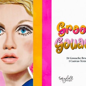 Groovy Gouache Brushset for Procreate, Children&#39;s Illustrations, Procreate Brushes, Gouache Brushes, Painterly Brushes, Canvas Texture