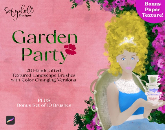 Garden Party Texture, Landscape Procreate Color Brushes for iPad Digital Painting