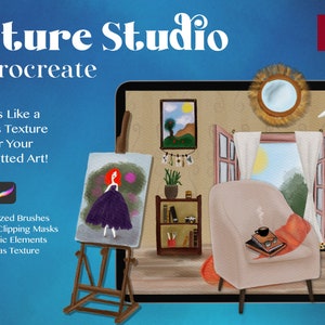 Texture Studio para Procreate, Pincéis, Elementos PNG (Download Digital)