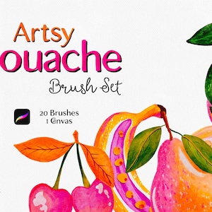 Artsy Gouache Brushset for Procreate, Children&#39;s Illustrations, Procreate Brushes, Gouache Brushes, Painterly Brushes, Canvas Texture