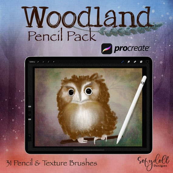 Woodland Procreate Brush Set, 31 Pencil & Texture Brushes (Digital Download)