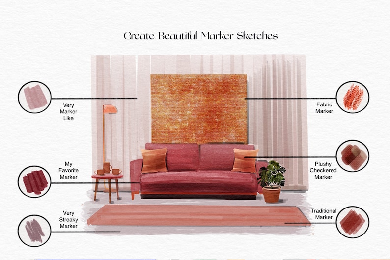Procreate Interior Design Marker Brush Kit, Digital Sketchbook (digital ...