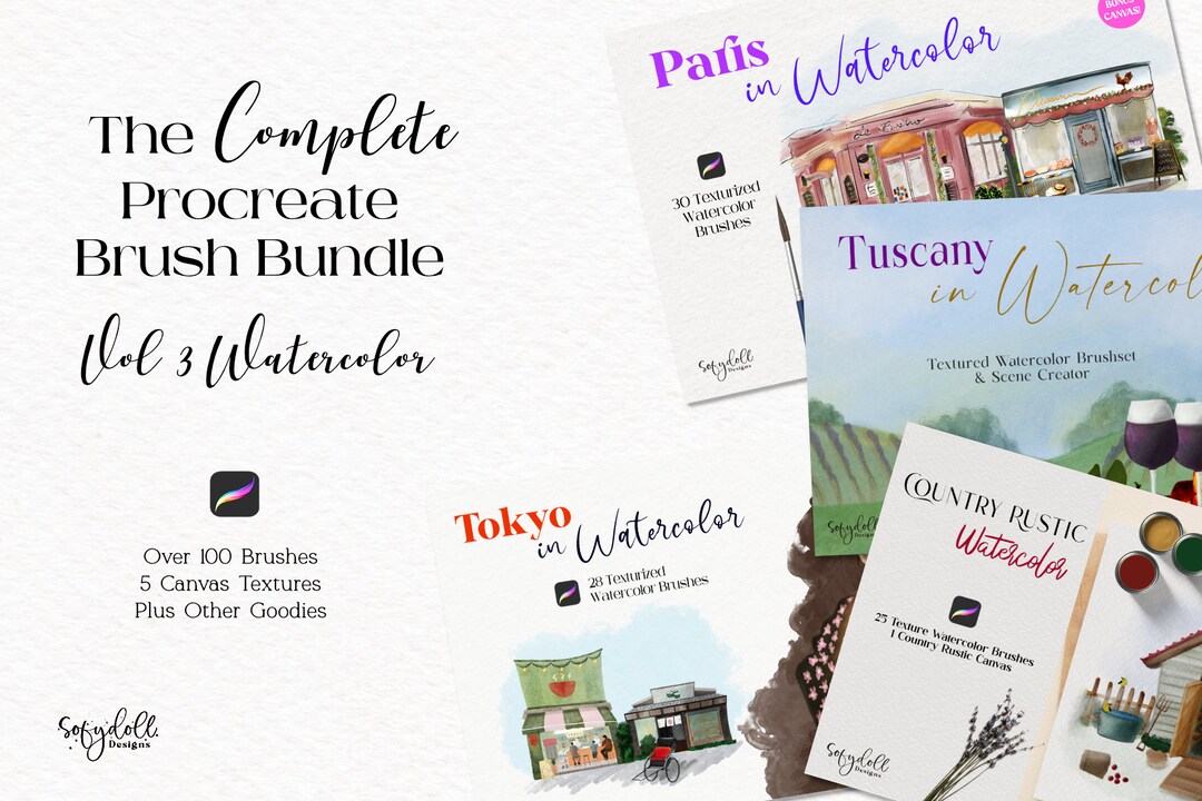 The Complete Procreate Brush Bundle Vol 3 - Watercolor - Etsy