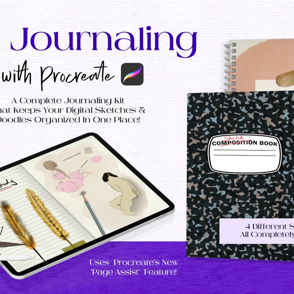 Procreate Art Journal - Carnet de croquis numériques, pinceaux et éléments (téléchargement numérique)