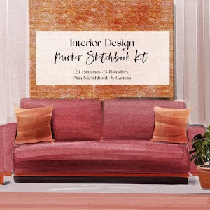 Interior Design Marker Sketchbook Kit for Procreate, Digital Interior Design Sketching, Procreate Marker Brushes, Marker Sketching