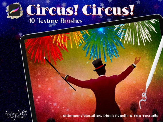 Circus Procreate Brush Set: 40 Shimmery, Plush, Texture Brushes (Digital Download)