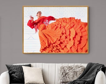 Large format Flamenco dancer print | Spanish dancer poster | Gitana dancer wall art | Dance Studio and School decoration