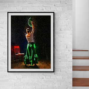 Impresión de gran formato de retrato de espaldas de bailarina de flamenco / Póster de bailarina española / Decoración para estudios y escuelas de danza