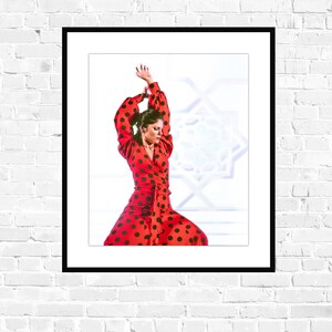 Large format Flamenco dancer in a red polka dots dress print | Wall art | Dance Studio and School decoration