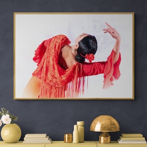 Arte de bailarina de flamenco / Cartel de bailarina española / Arte de pared de bailarina Gitana / Decoración de estudio de danza y escuela