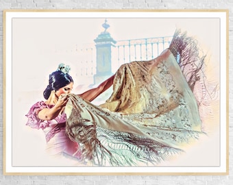 Flamenco dancer art | Wall art | Dance Studio and School decoration