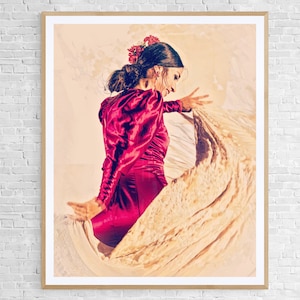 Lámina de bailarina de flamenco, póster de bailarina española, lámina de bailarina gitana