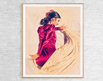 Flamenco dancer print, Spanish dancer poster, Gitana dancer print