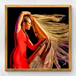 Arte de bailarina de flamenco / Cartel de bailarina española / Arte de pared de bailarina Gitana / Decoración de estudio de danza y escuela