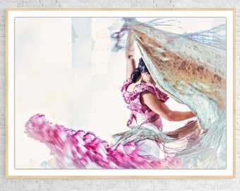 Flamenco dancer art | Spanish dancer poster | Gitana dancer wall art | Dance Studio and School decoration