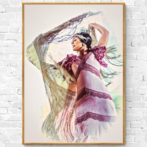 Large format Flamenco dancer wall art gift for Flamenca | Dance Studio and School decoration