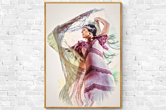 Large format Flamenco dancer wall art gift for Flamenca | Dance Studio and School decoration