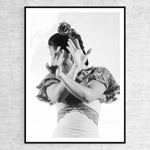 Arte de bailarina de flamenco / Póster de bailarina española / Arte mural de bailarina gitana / Decoración de estudios y escuelas de danza