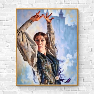 Arte de bailarina de flamenco / Cartel de bailarina española / Arte de pared de bailarina Gitana / Decoración de estudio de danza y escuela