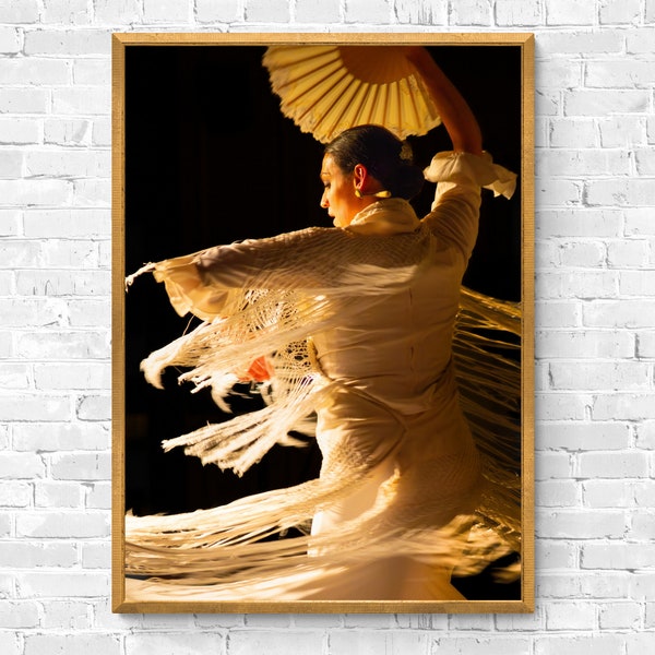 Impression danseuse de flamenco grand format | Affiche de danseuse espagnole | Art mural danseuse gitana | Décoration de studio de danse et d'école