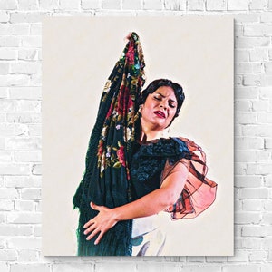Impresión de bailarina de flamenco / Póster de bailarina española / Arte de pared de estilo vintage / Decoración de estudio y escuela de baile