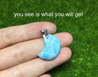 AAAAA Larimar Silver Pendant for Women Teardrop Shape 925 Sterling Silver One of a Kind from Dominican Republic DIY Jewelry Making Supply