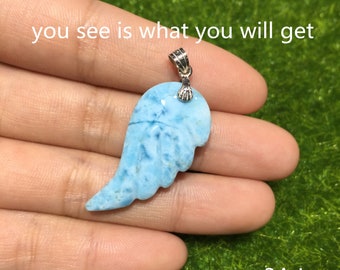 AAAAA Larimar Silver Pendant for Women Teardrop Shape 925 Sterling Silver One of a Kind from Dominican Republic DIY Jewelry Making Supply