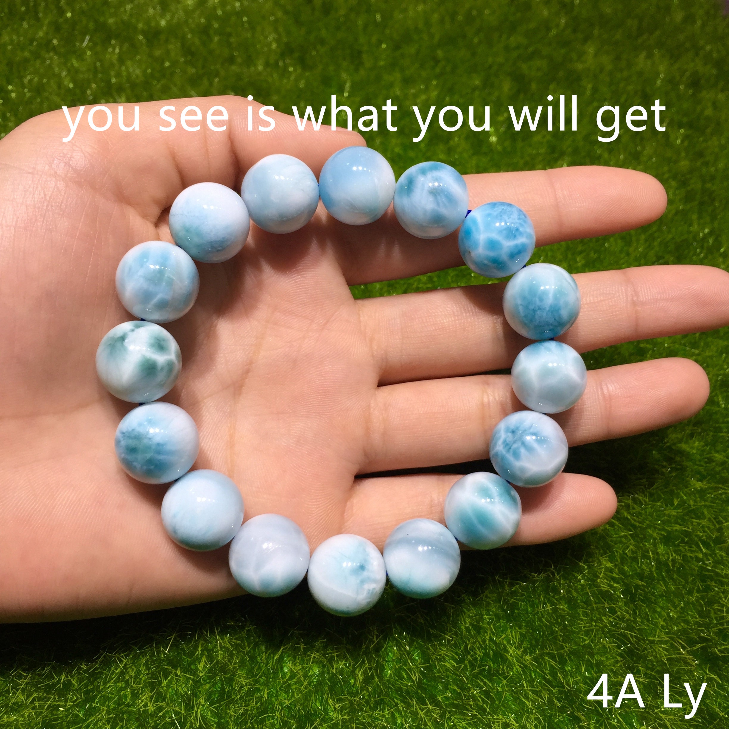 14-15mm AAAA Larimar Beaded Bracelet for Women Gemstone - Etsy Canada