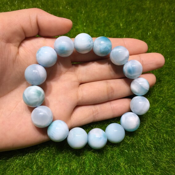14-15mm AAAA Larimar Beaded Bracelet for Women Gemstone - Etsy Canada