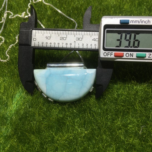 Natural Larimar Necklace Semicircle Shape with 925 Silver for Women ,One of a Kind from Dominican Republic for DIY Jewelry Making shops 3A Quality