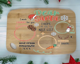 Personalised Christmas Eve Treat Board: Santa's Milk & Cookies - Christmas Eve Santa Plate Tray