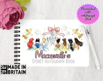 Personalised Disney Autograph Book Disney Princess Disneyland Disney World Autograph Book