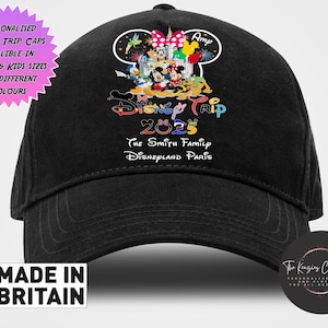 Disneyland Baseball Cap, Disneyworld Mickey & Minnie Cap, Disneyland Paris Holiday Matching Hat, Disney Trip Hat, Disneyworld Trip 2025