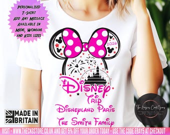 Personalised Disney 2026 T-Shirts, Disney Trip 2026 T-Shirts, Disney Matching Shirts 2026, Disney Family Vacation 2026 Mickey Minnie Tees