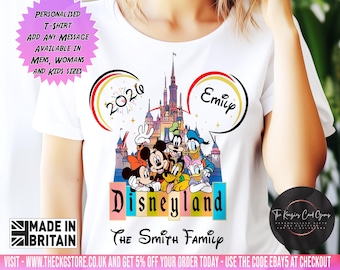Personalised Disney 2026 T-Shirts, Disney Trip 2026 T-Shirts, Disney Matching Shirts 2026, Disney Family Vacation 2026 Mickey Minnie Tees