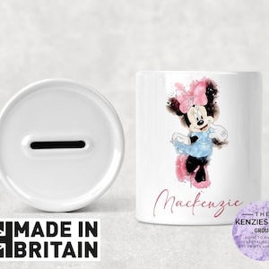 Salvadanaio in ceramica personalizzato con Minion Disney, ideale come regalo di Natale o compleanno, con tappo per un facile accesso.