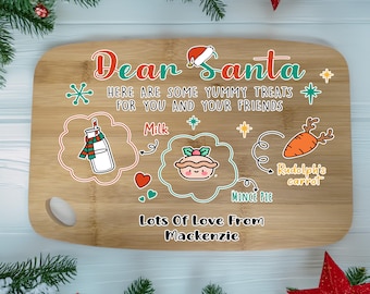 Personalised Christmas Eve Treat Board: Santa's Milk & Cookies - Christmas Eve Santa Plate Tray
