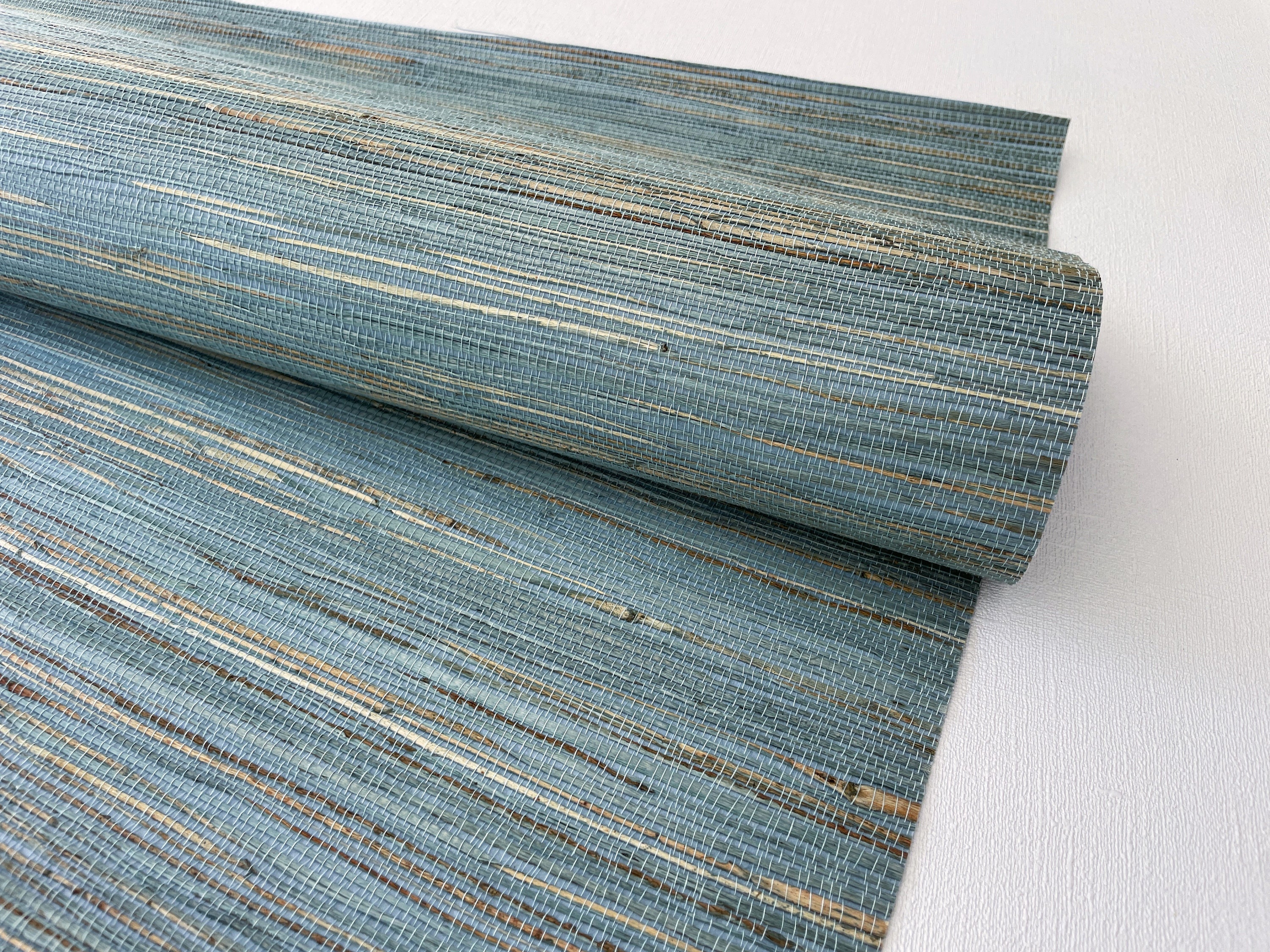 Natural Grasscloth Hemp Wallpaper Light Blue Beige Natural 41058 - Etsy