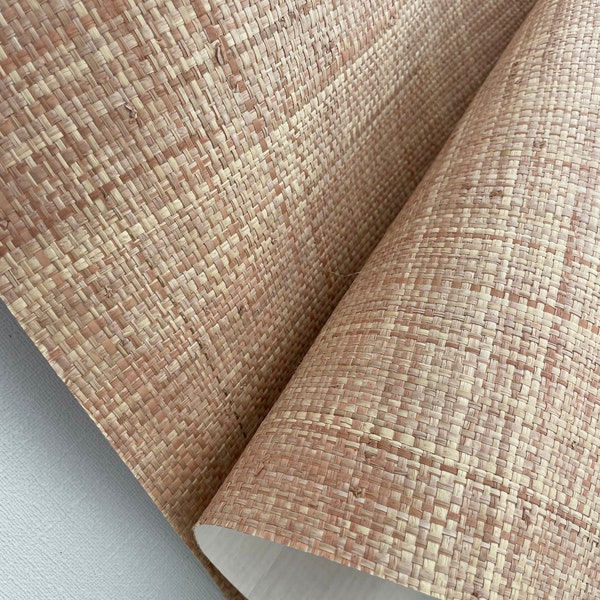 Natural Grasscloth Raffia rough Wallpaper Natural fibers pinkish beige 45023