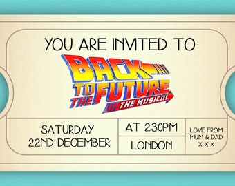 Personalised West end Back To The Future Musical Theatre Ticket, Personalised Event Musicals, Surprise Ticket, Mock Reveal Ticket