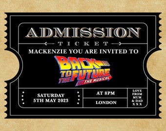 Personalised Back To The Future Musical Theatre Ticket, Personalised  Event, Memorabilia, Musicals, Surprise Ticket, Mock Reveal Ticket