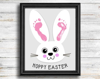 Baby Footprint Art Craft - Hoppy Easter - Easter Craft - Instant Digital Download