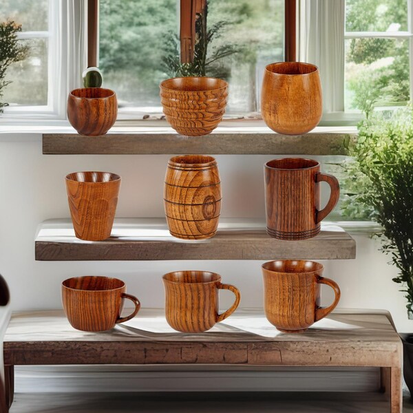 Handmade Wooden Mug, Anniversary Gift for Him, Eco-Friendly Gift for Tea Coffee Wine Lovers, Wood Cup Drinkware, Wooden Beer Coffee Tea Mug