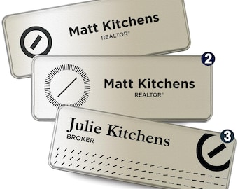 Customized COMPASS Realty Realtor Name Tag for Agents in Ivory Pearl or White