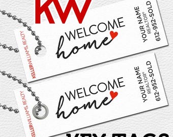 Keller Williams Realty Realtor Real Estate Personalized Keychain Key Tags Closing Gift
