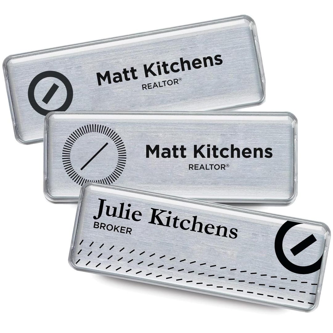 Customized COMPASS Realty Realtor Name Tag for Agents in Brushed Silver ...