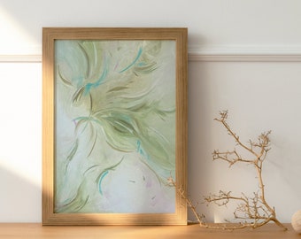 Flowing greens abstract painting