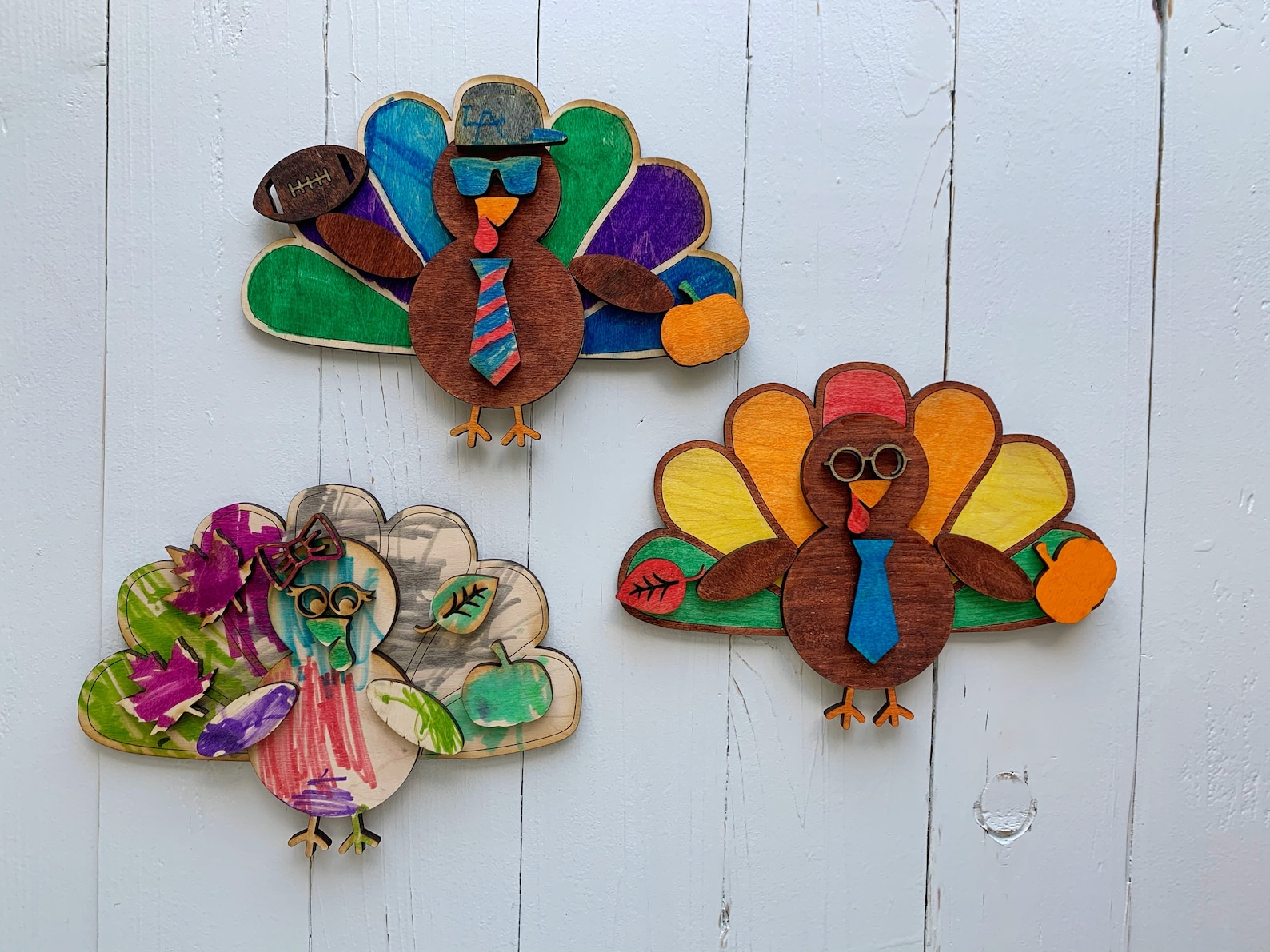 DIY Thanksgiving Turkey Craft Wood Kid Paint or Color Craft Etsy