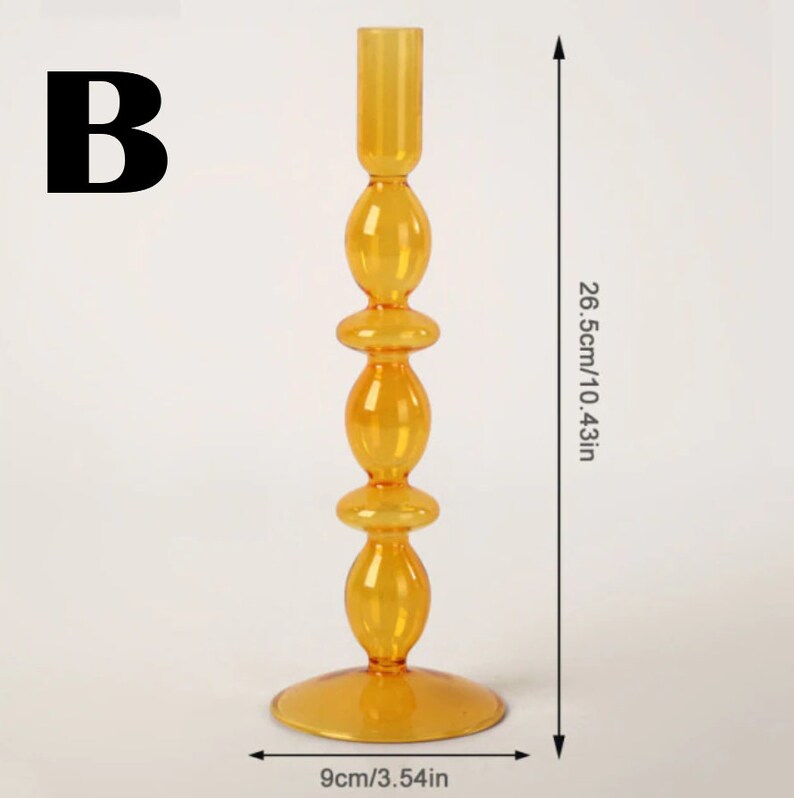 European Style Abstract Creative Orange Glass Candlestick Etsy